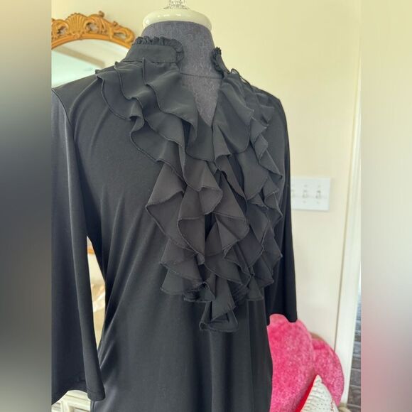 White House, black market, black, long sleeve tunic with ruffles size me… - Picture 2 of 5